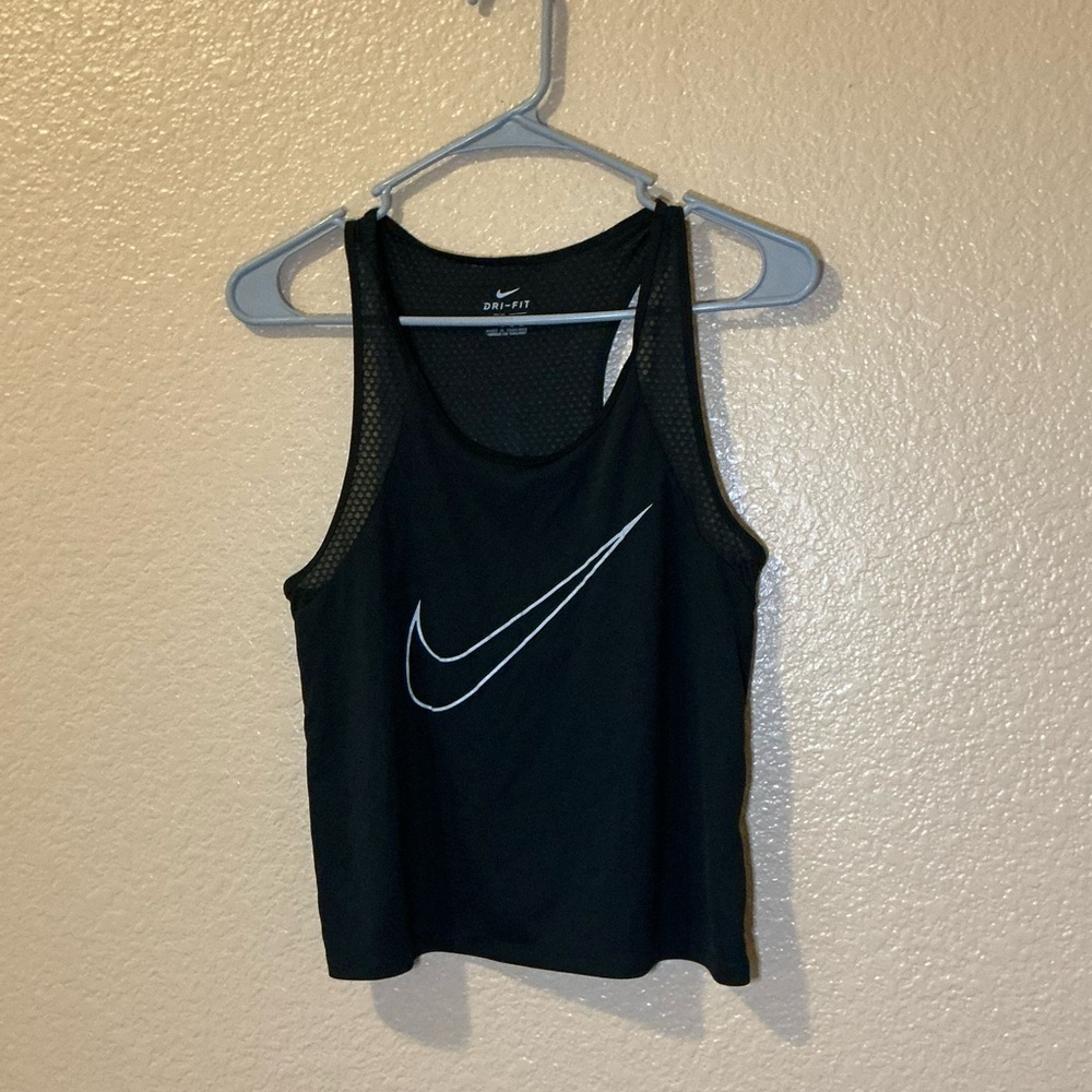 Nike Black Sleeveless Top with White Swoosh
